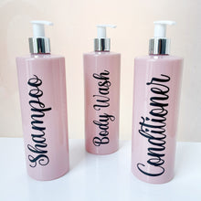 Load image into Gallery viewer, 500ml Pink round pump bottles (White &amp; Silver Pump)
