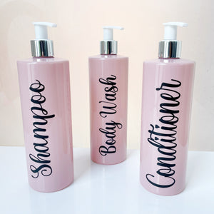 500ml Pink round pump bottles (White & Silver Pump)