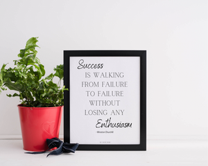Inspirational Success quote by Winston Churchill A4 print